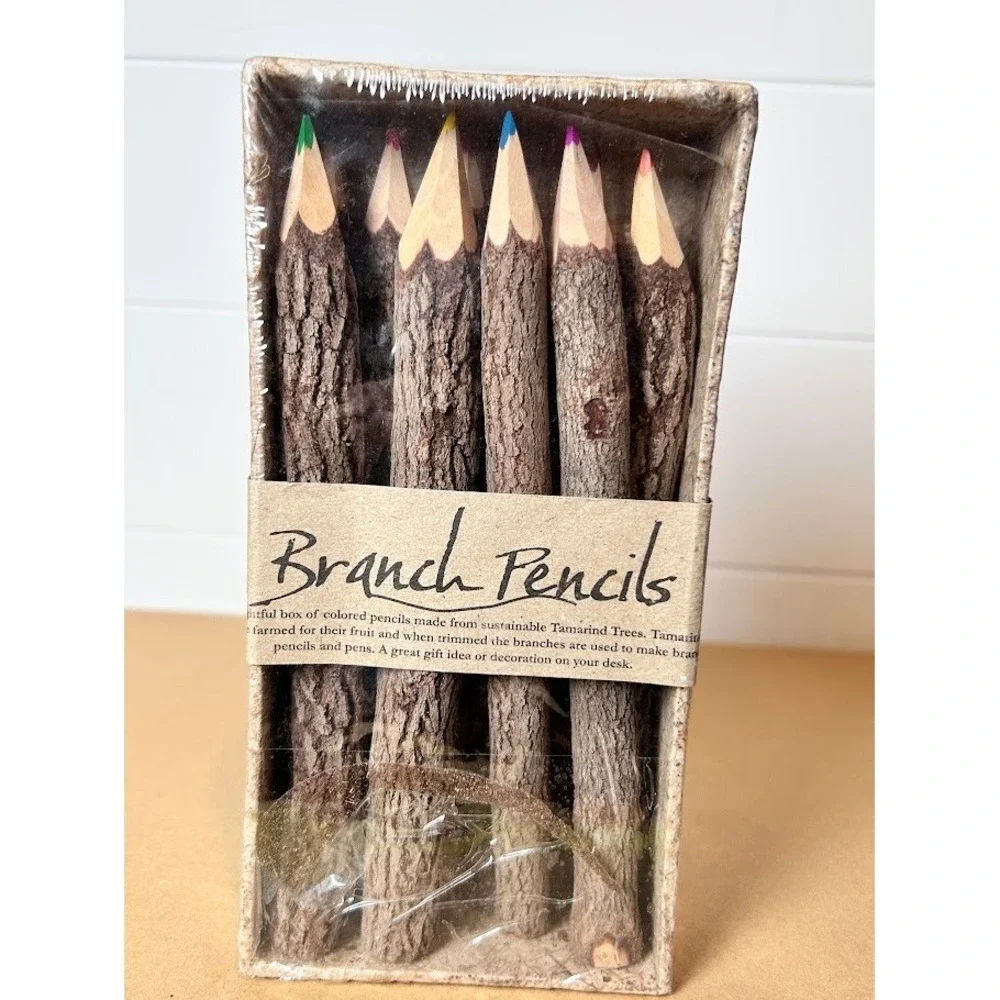 SiamMandalay‎ Set of 10 Branch Colored Pencils Sustainable Tamarind Wood Natural